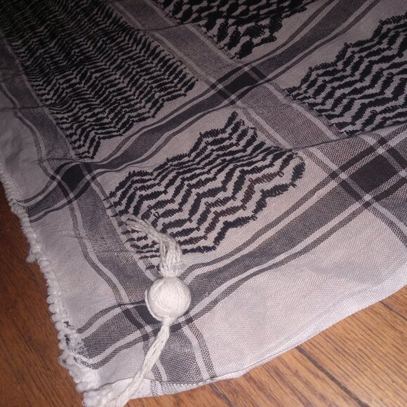 Vintage  Keffiyeh Arabic Shemagh Solidarity Scarf Shawl - Picture 5 of 8